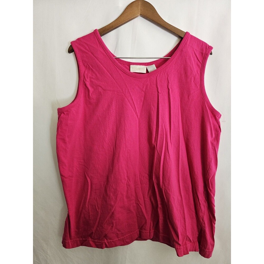 Elisabeth Woman Plus Size 3X Sleeveless Tank Top Hot Pink 100% Cotton